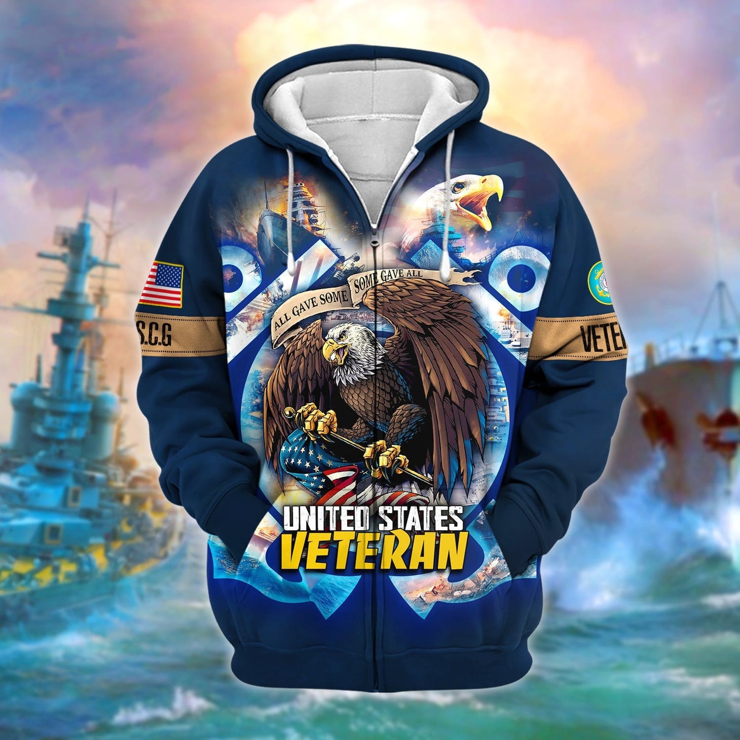 Frenzidea Unique All Gave Some US Veteran Zip Hoodie