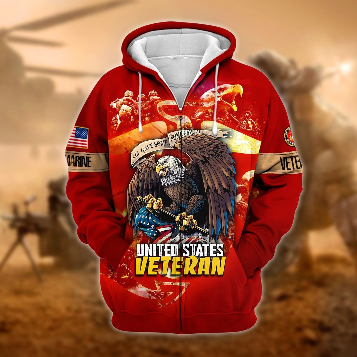 Frenzidea Unique All Gave Some US Veteran Zip Hoodie