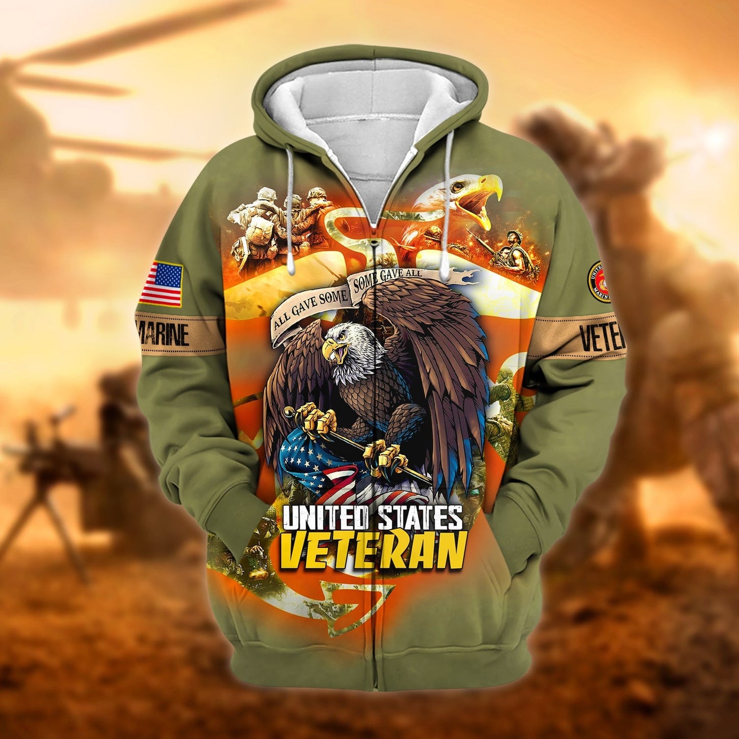 Frenzidea Unique All Gave Some US Veteran Zip Hoodie
