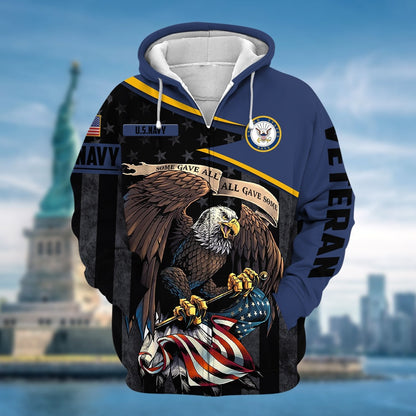 Frenzidea Premium All Gave Some US Veteran Zip Hoodie
