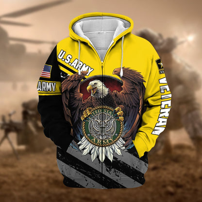 Frenzidea Premium Eagle US Veteran Zip Hoodie