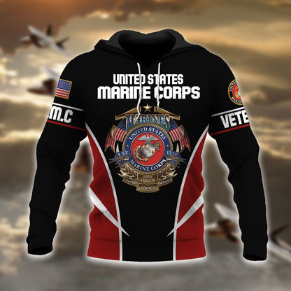Frenzidea Premium Multiple US Military Services Veteran Hoodie