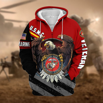Frenzidea Premium Eagle US Veteran Zip Hoodie