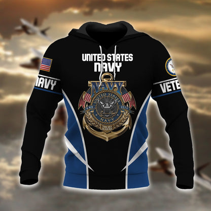 Frenzidea Premium Multiple US Military Services Veteran Hoodie