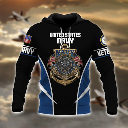 Frenzidea Premium Multiple US Military Services Veteran Hoodie