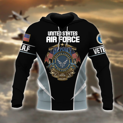 Frenzidea Premium Multiple US Military Services Veteran Hoodie
