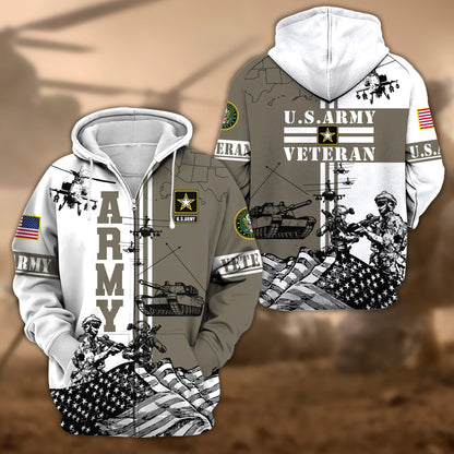 Frenzidea Premium Proudly Served US Veteran Zip Hoodie