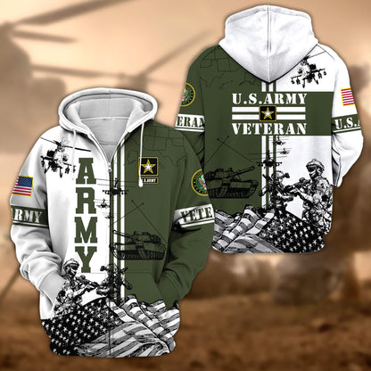 Frenzidea Premium Proudly Served US Veteran Zip Hoodie