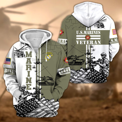 Frenzidea Premium Proudly Served US Veteran Zip Hoodie