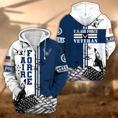 Frenzidea Premium Proudly Served US Veteran Zip Hoodie