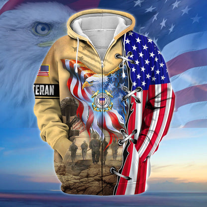 Frenzidea Premium Honoring All Who Served US Veteran Zip Hoodie
