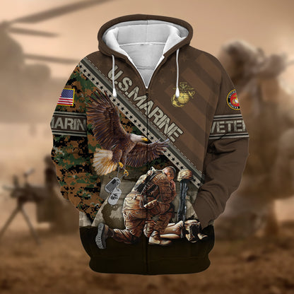 Frenzidea Premium Proudly Served US Veteran Zip Hoodie