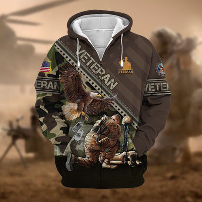 Frenzidea Premium Proudly Served US Veteran Zip Hoodie