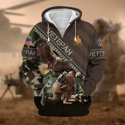 Frenzidea Premium Proudly Served US Veteran Zip Hoodie