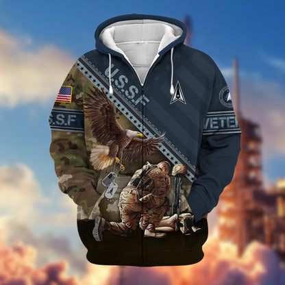 Frenzidea Premium Proudly Served US Veteran Zip Hoodie