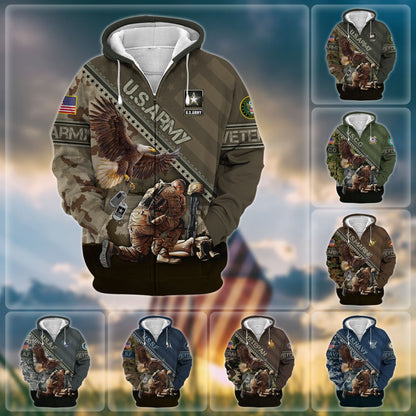 Frenzidea Premium Proudly Served US Veteran Zip Hoodie