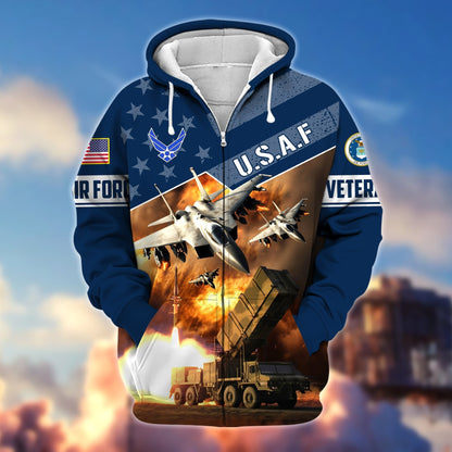 Frenzidea Premium Multiple Military Services US Veteran Zip Hoodie