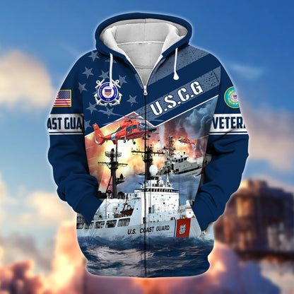 Frenzidea Premium Multiple Military Services US Veteran Zip Hoodie