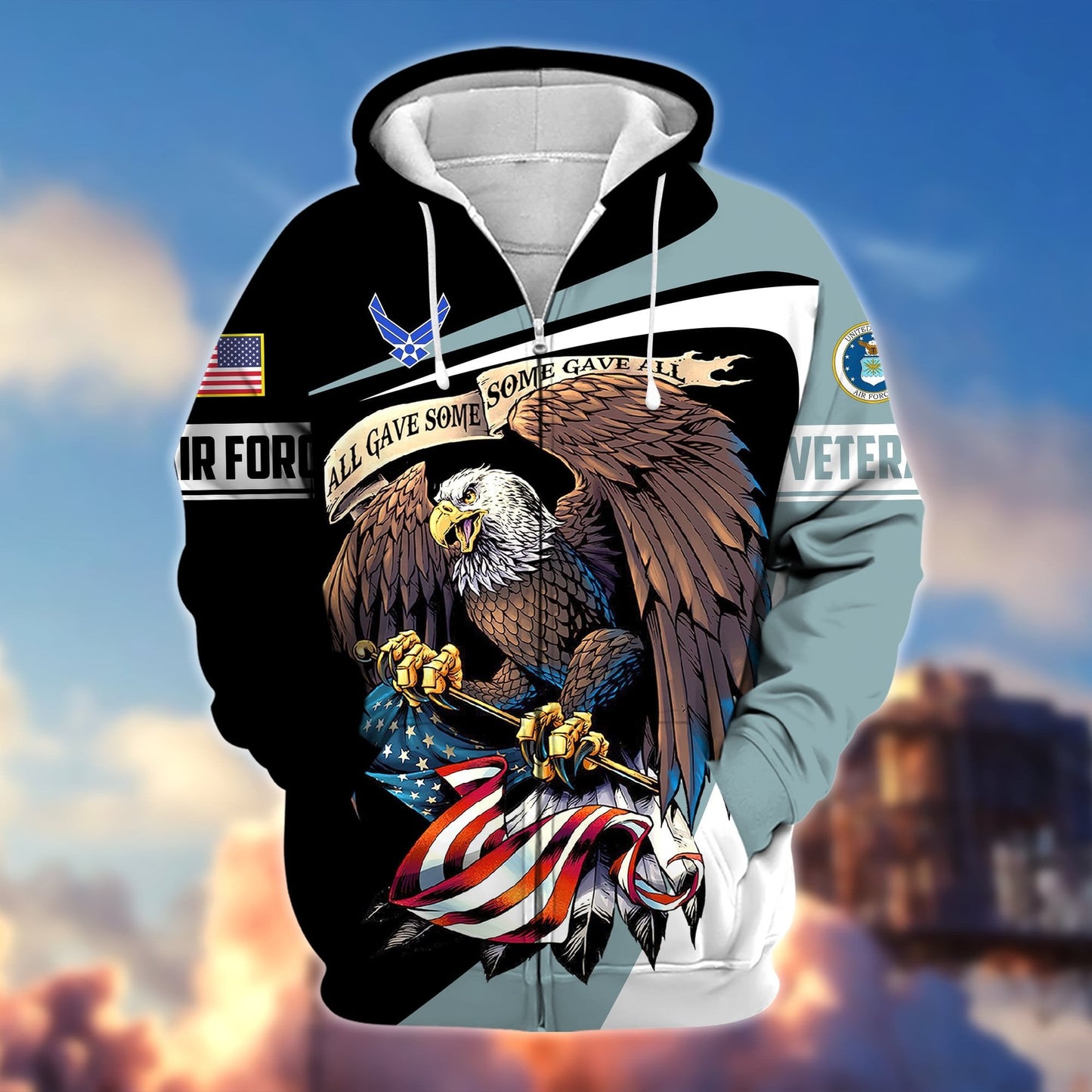 Frenzidea Premium Eagle US Veteran Zip Hoodie