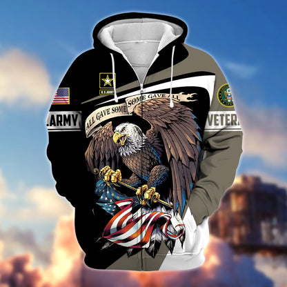 Frenzidea Premium Eagle US Veteran Zip Hoodie