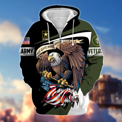 Frenzidea Premium Eagle US Veteran Zip Hoodie