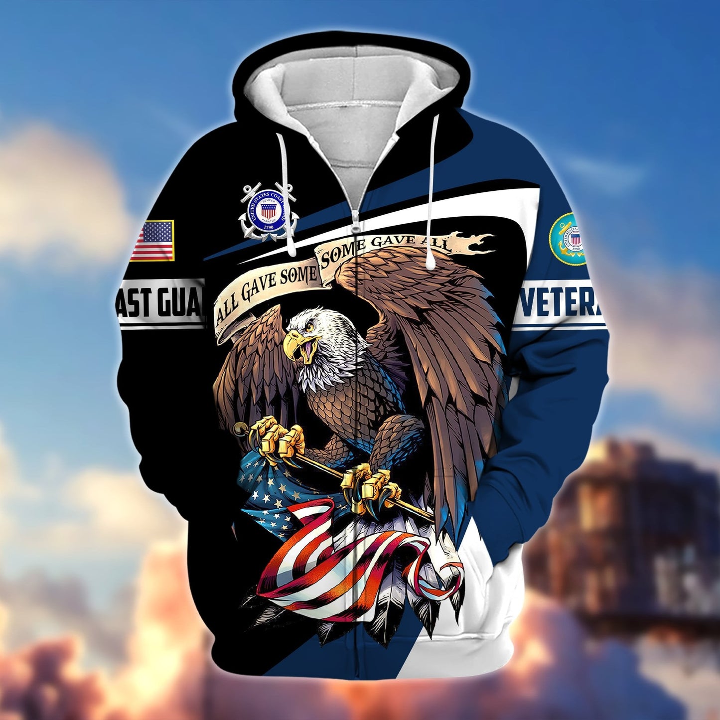 Frenzidea Premium Eagle US Veteran Zip Hoodie