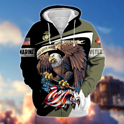 Frenzidea Premium Eagle US Veteran Zip Hoodie