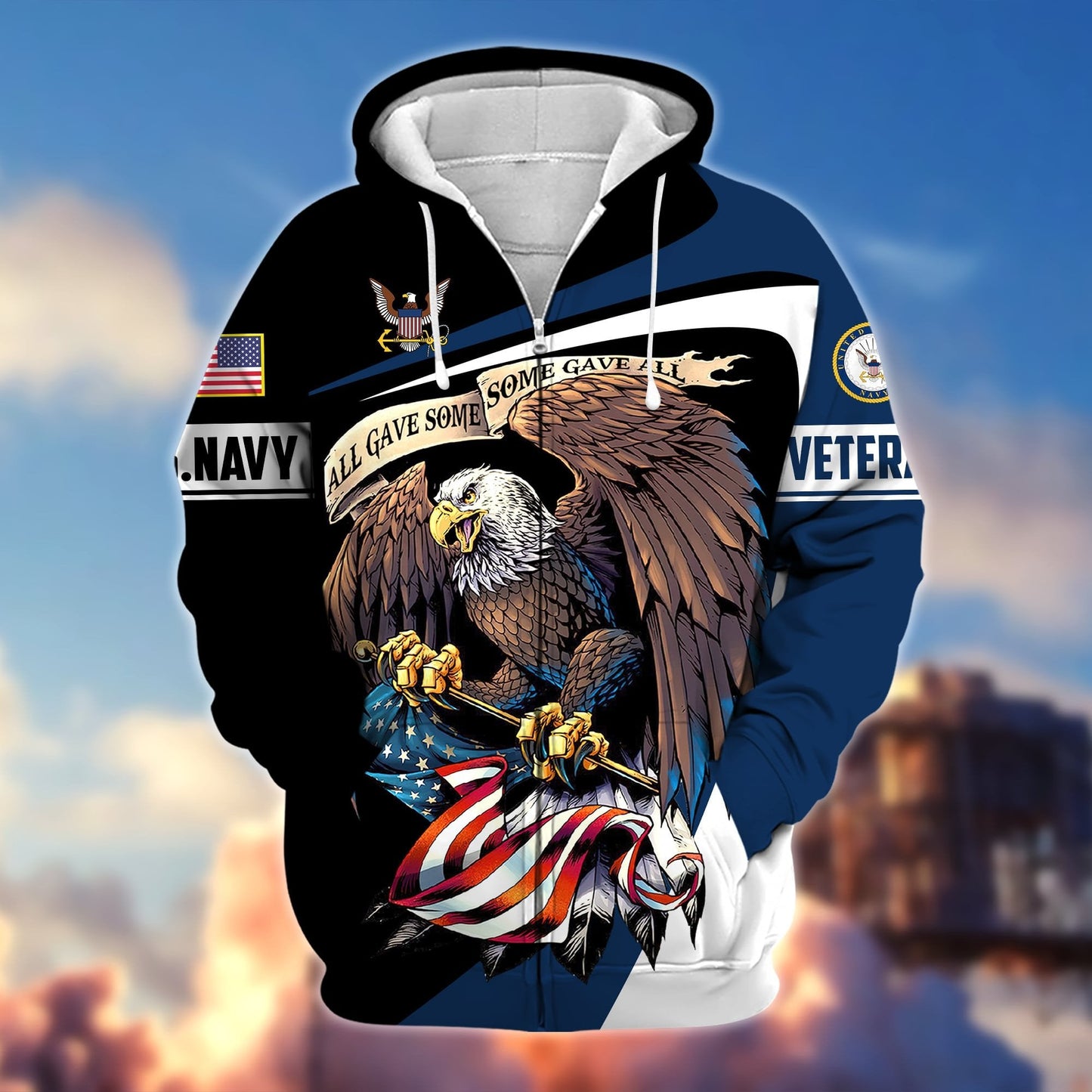 Frenzidea Premium Eagle US Veteran Zip Hoodie