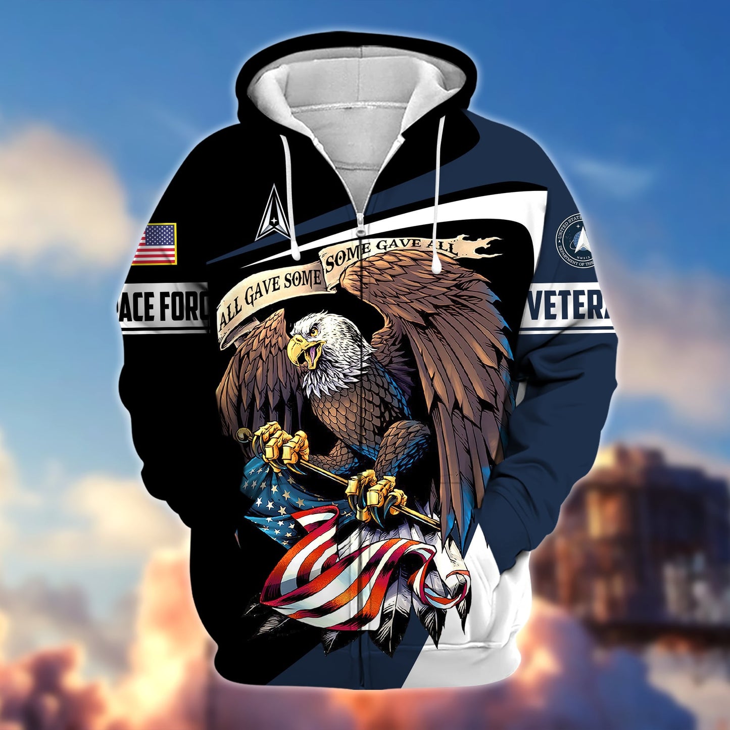 Frenzidea Premium Eagle US Veteran Zip Hoodie