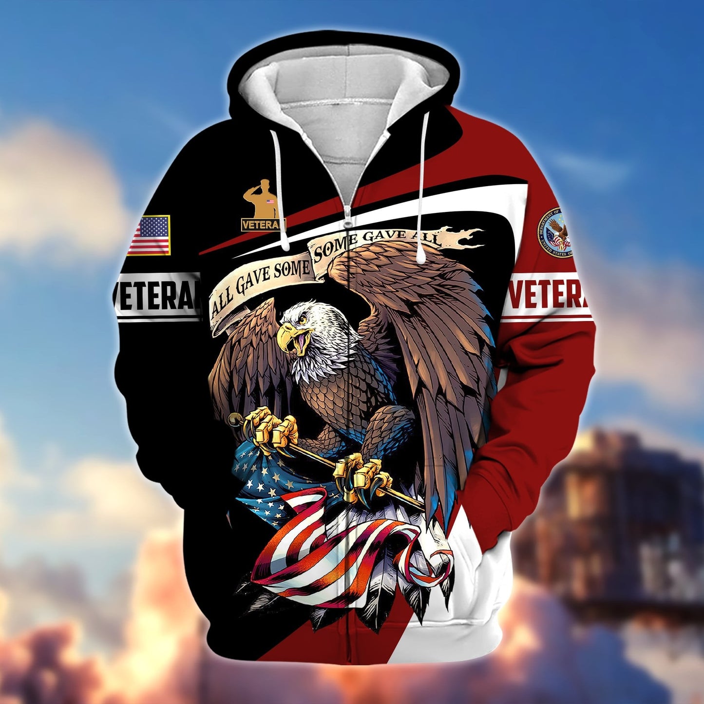 Frenzidea Premium Eagle US Veteran Zip Hoodie
