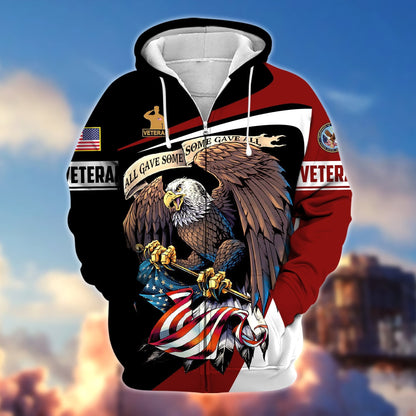 Frenzidea Premium Eagle US Veteran Zip Hoodie