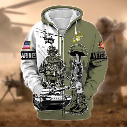 Frenzidea Unique Proudly Served US Veteran Zip Hoodie