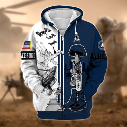Frenzidea Unique Proudly Served US Veteran Zip Hoodie