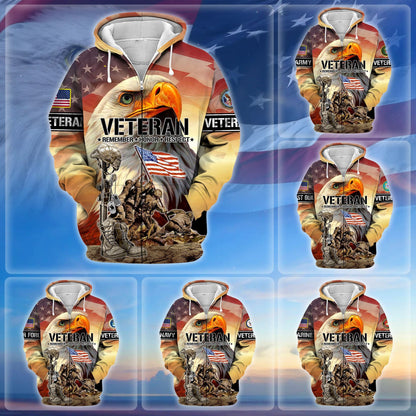 Frenzidea Premium Honoring All Who Served US Veteran Zip Hoodie