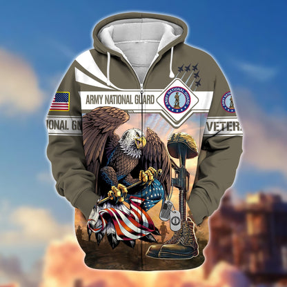 Frenzidea Premium Proudly Served US Veteran Zip Hoodie
