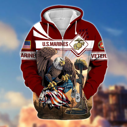 Frenzidea Premium Proudly Served US Veteran Zip Hoodie