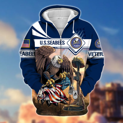 Frenzidea Premium Proudly Served US Veteran Zip Hoodie