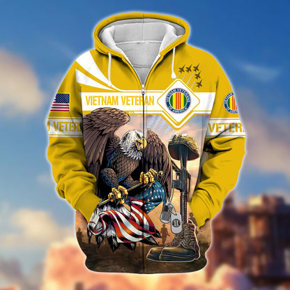 Frenzidea Premium Proudly Served US Veteran Zip Hoodie