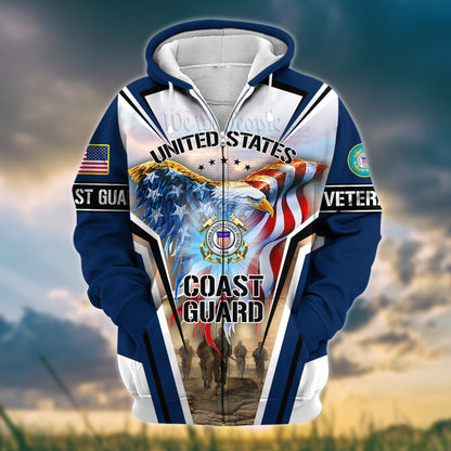 Frenzidea Premium Honoring All Who Served US Veteran Zip Hoodie