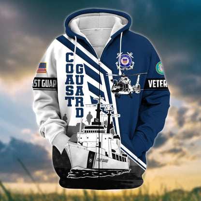 Frenzidea Premium Honoring All Who Served US Veteran Zip Hoodie