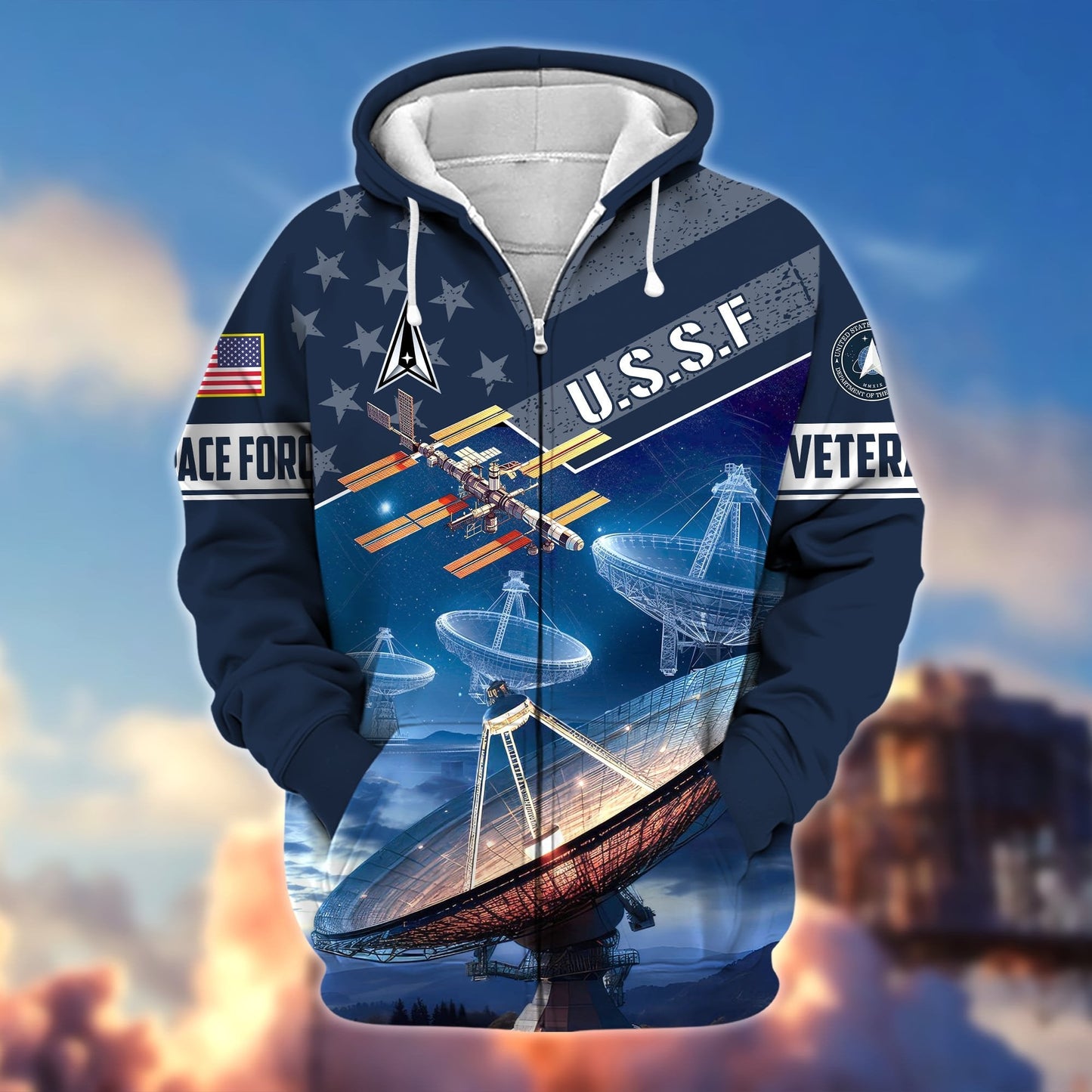 Frenzidea Premium Multiple Military Services US Veteran Zip Hoodie
