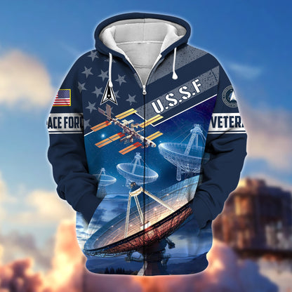 Frenzidea Premium Multiple Military Services US Veteran Zip Hoodie