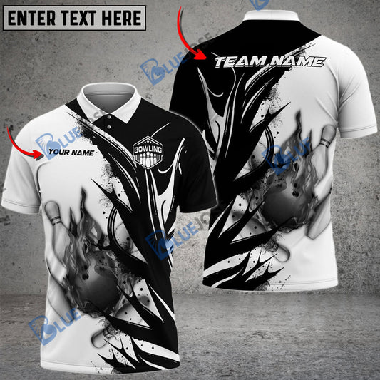 frenzidea Bowling And Pins Hell Fire Customized Name 3D Shirt (4 Colors)
