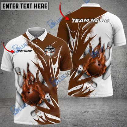 frenzidea Bowling And Pins Hell Fire Customized Name 3D Shirt (4 Colors)