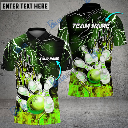 frenzideas Bowling And Pins Electro And Pyro Customized Name 3D Shirt (6 Colors)