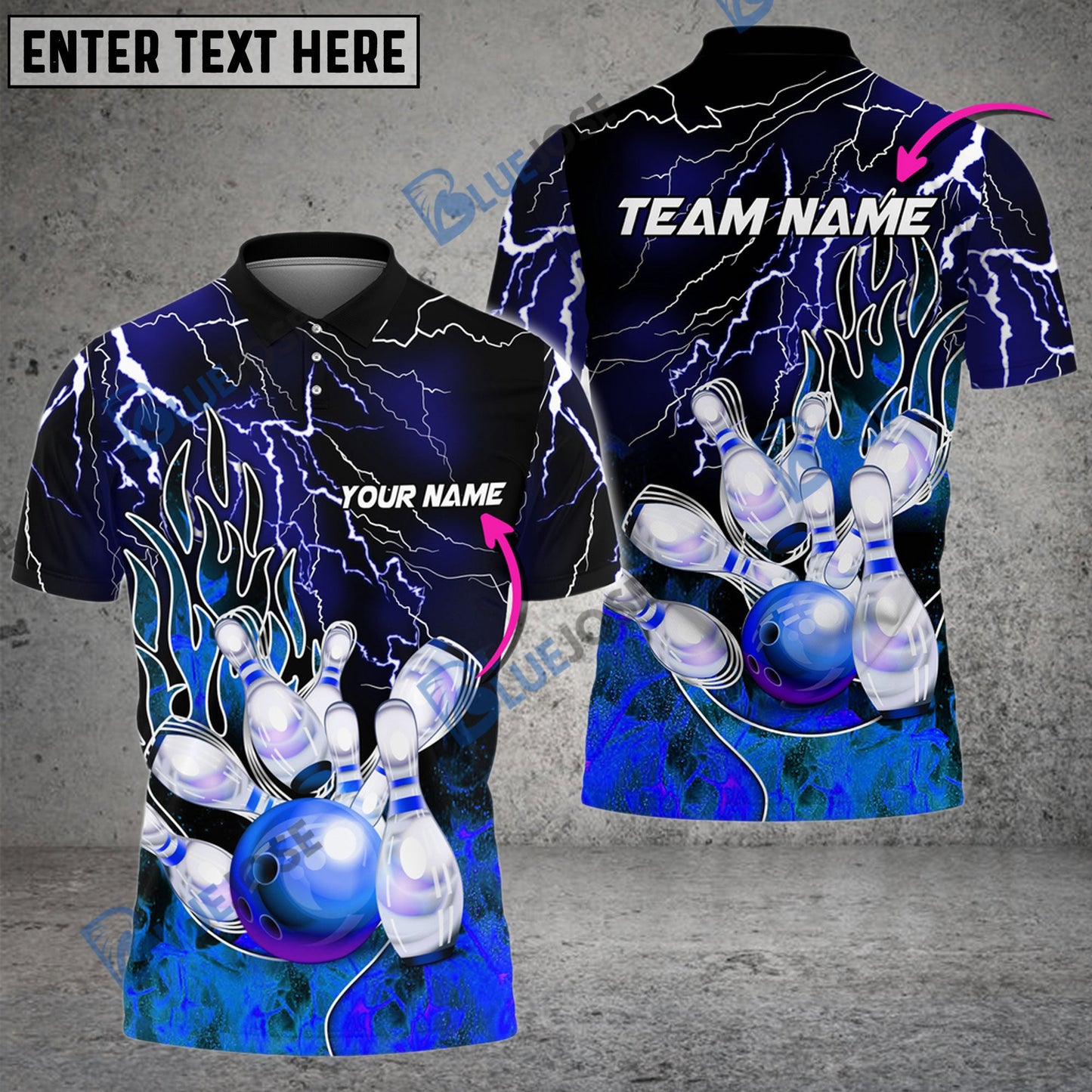 frenzideas Bowling And Pins Electro And Pyro Customized Name 3D Shirt (6 Colors)
