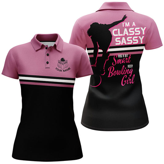 Frenzidea Funny Assy Bowling Player Pink Premium Customized Name 3D Shirt For Women