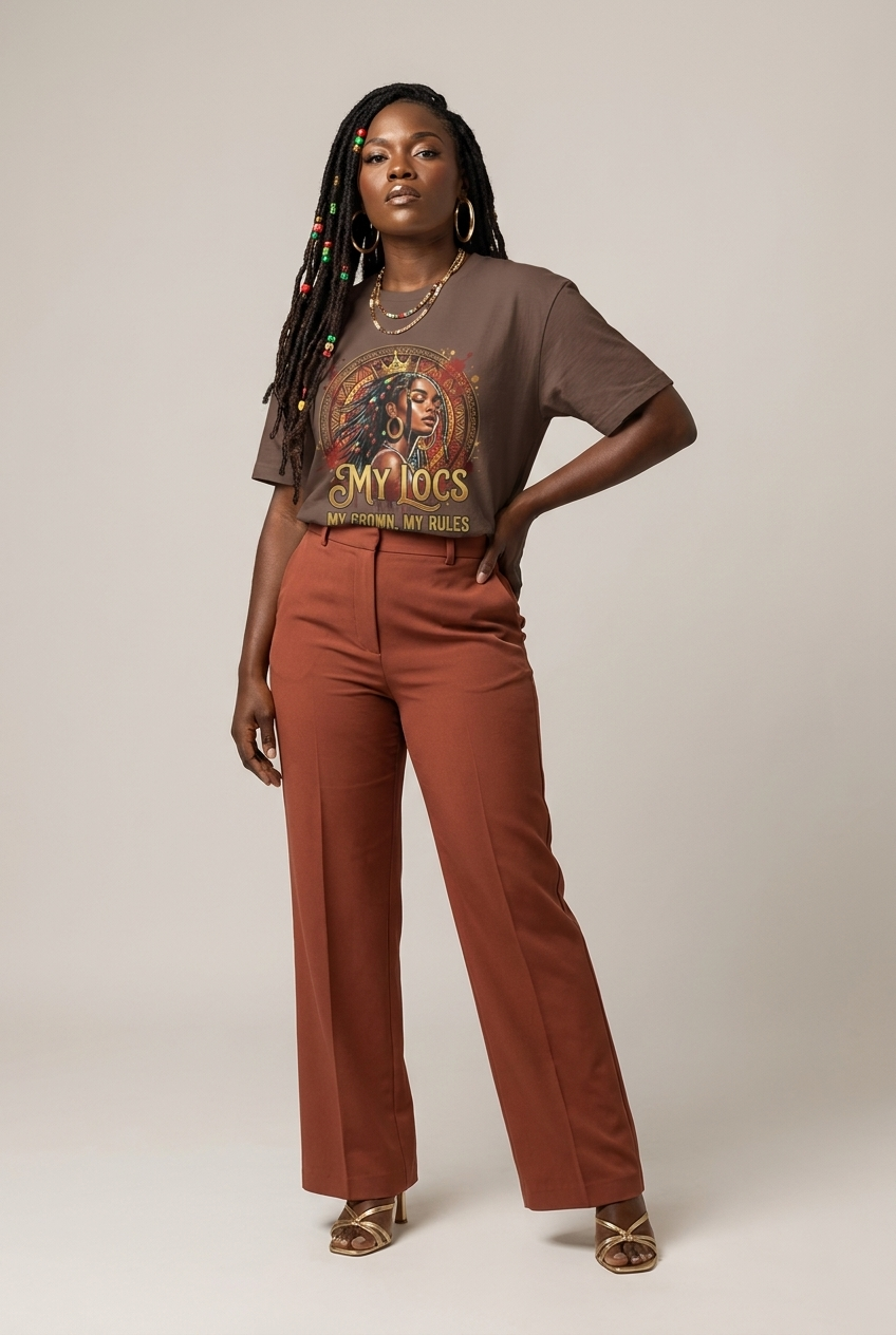 My Locs My Crown: Regal Black Queen Graphic T-Shirt - RootednLoud