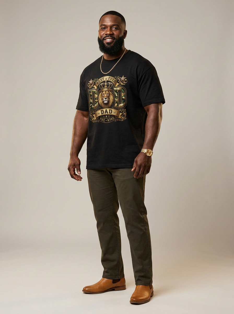 Best Ever Black Dad: Lion King Crown Graphic T-Shirt - RootednLoud