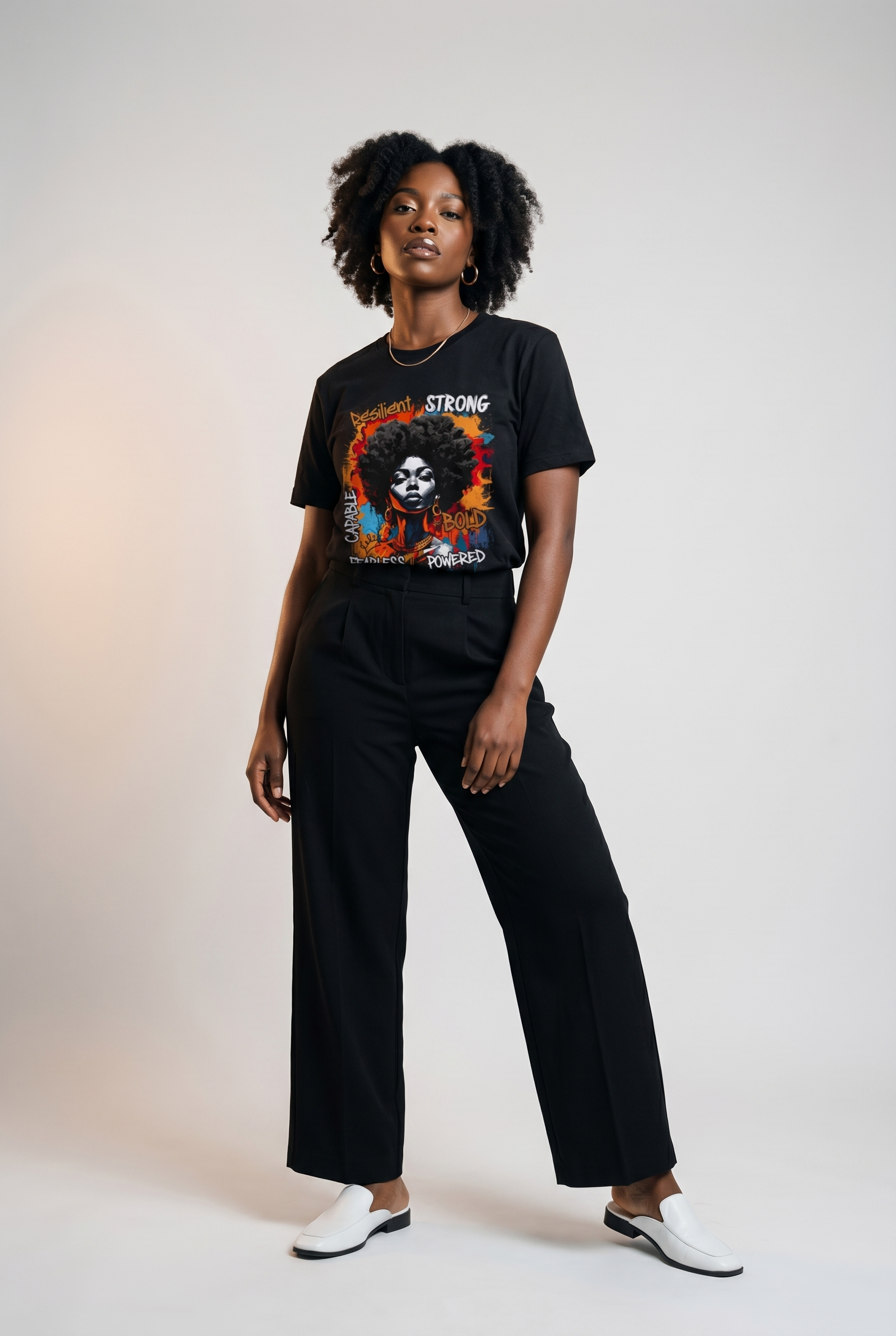Fearless & Resilient: Urban Black Queen Graphic T-Shirt - RootednLoud